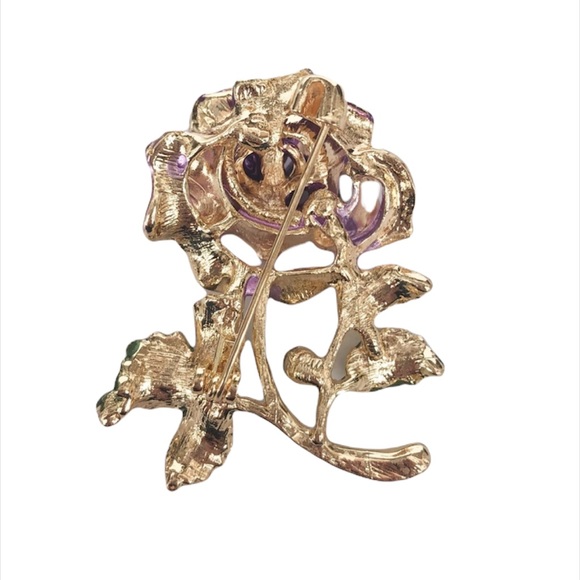 🎄Purple Rose Floral Crystal Brooch - Picture 4 of 9